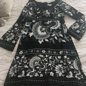 Black, Grey and Lt Grey Flower print Dress